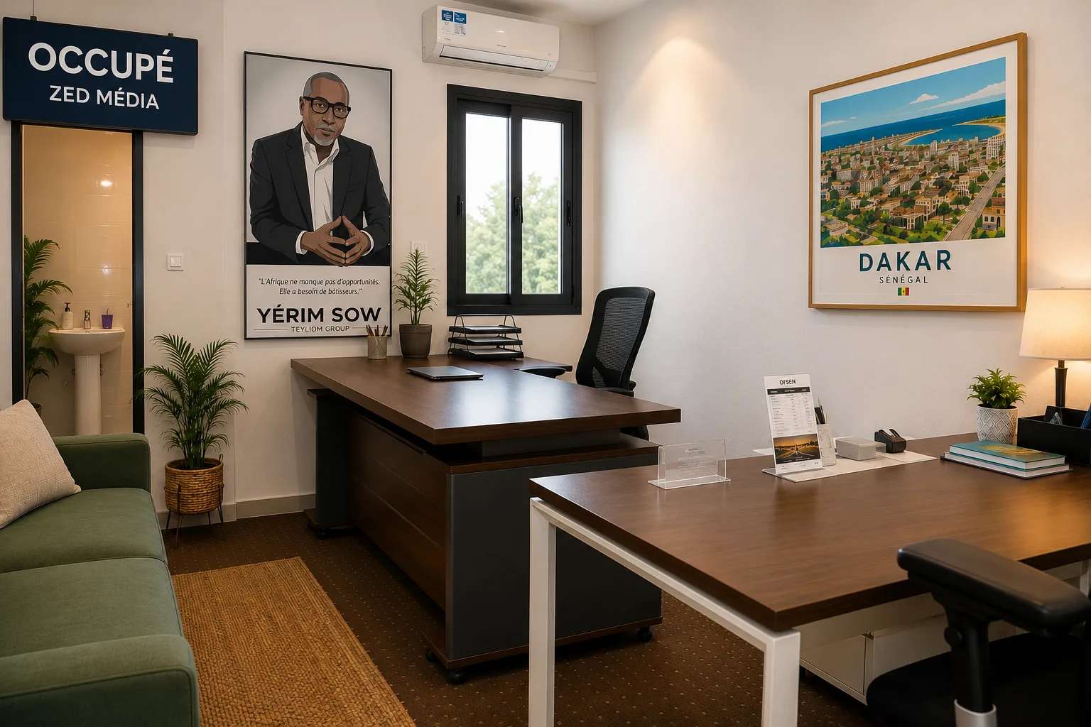 Bureau privé lumineux à JigiWorks — la base business de la diaspora à Dakar